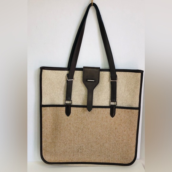 Vintage Hermes Toile & Swift Cap d'Ail Tote Canvas Leather Large Authentic COA - Picture 2 of 12